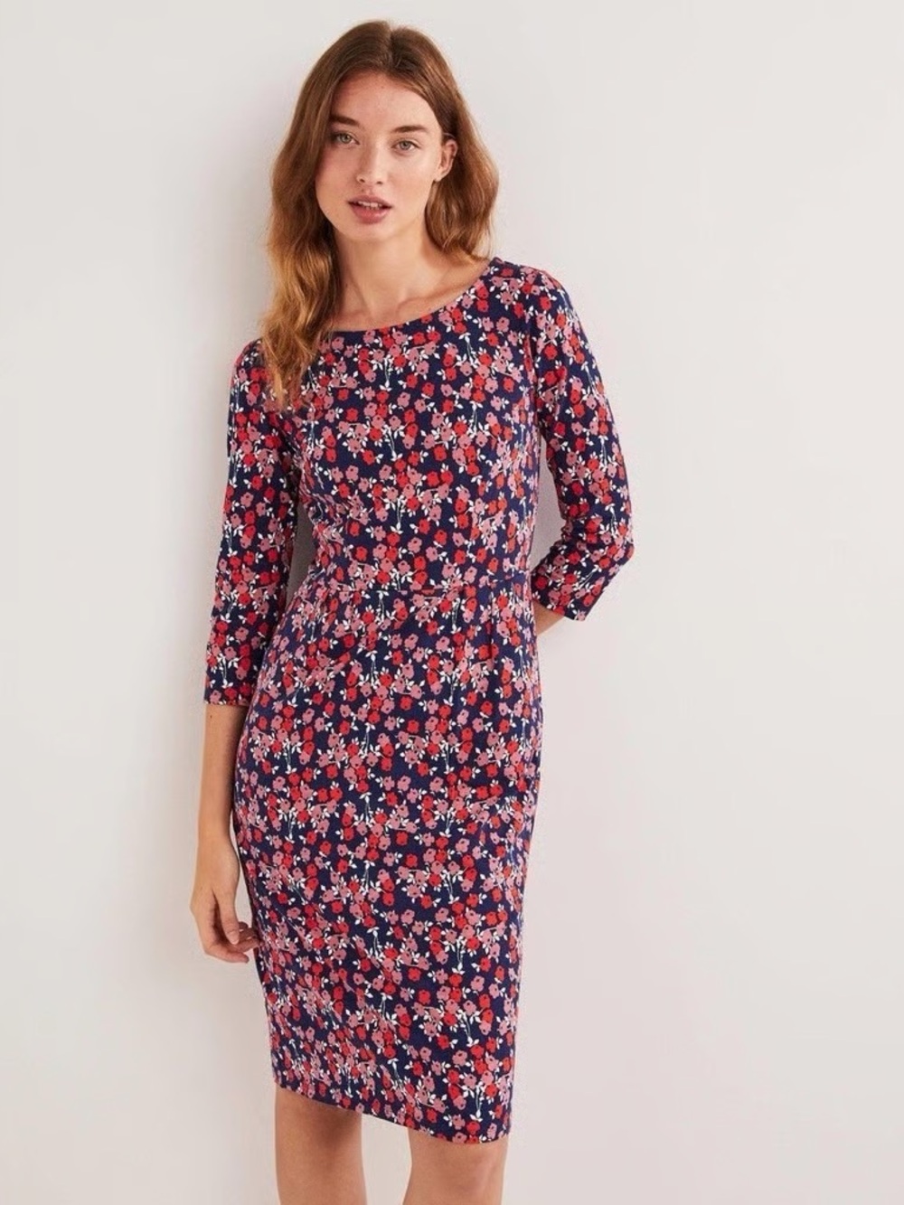 Boden Penny Jersey Dress, Poppy Floral Print, Size 8
